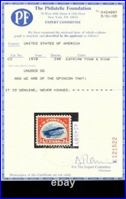 Momen Us Stamps #c3 Mint Og Nh Pse Graded Cert Sup-98 Lot #98287