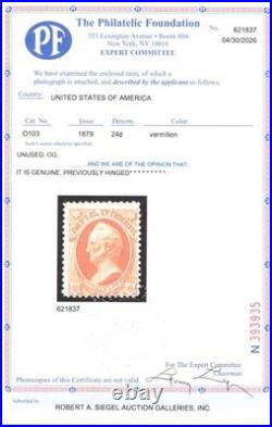 Momen Us Stamps #o103 Official Mint Og H Pf Cert Lot #98248