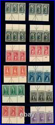 Momen Us Stamps #pr114-pr125 Mint Og Nh Plate Strips Of 3 Vf