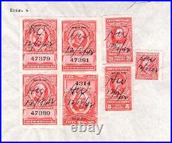 Momen Us Stamps #r331, R358(3), R344,352,354 Revenue Document Used Lot #93079-1