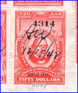 Momen Us Stamps #r331, R358(3), R344,352,354 Revenue Document Used Lot #93079-1