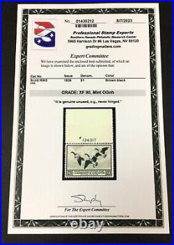 Momen Us Stamps #rw3 Duck Mint Og Nh Pse Graded Cert Xf-90 Lot #84581