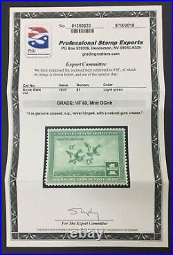 Momen Us Stamps #rw4 Duck Mint Og Nh Pse Graded Cert Vf-80 Lot #76355
